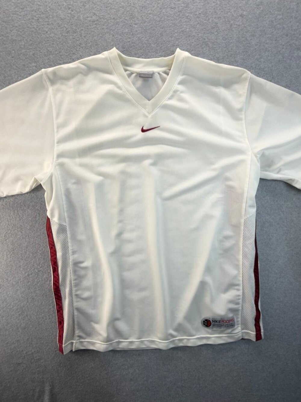 Vintage Nike Hoops Shooting Shirt Mens XL White Maroon Mesh V-Neck Jersey Y2K